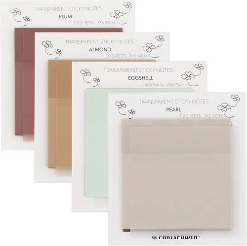 Notas adhesivas transparentes pastel, 4 paquetes de notas adhesivas transparentes de 3 x 3 pulgadas para anotar, suministros de diario bíblico,