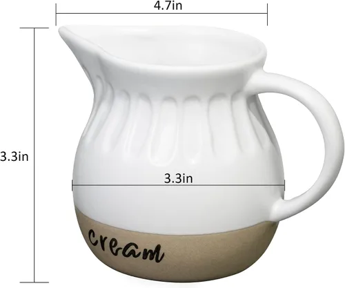 Miniatura 6 de Juego de azúcar y crema, jarra de crema de cerámica, azucarero con tapa y cuchara, moderno juego de recipientes para servir café de granja, blanco
