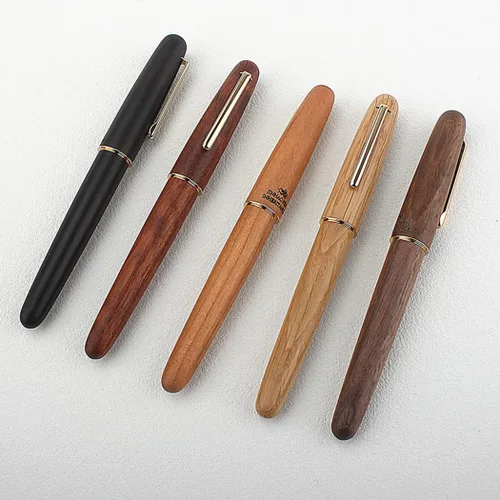 Miniatura 7 de Jinhao 9036 Natural Wood Vintage Fountain Pen Ink Pen (Fine Nib 0.5mm, Oak wood)