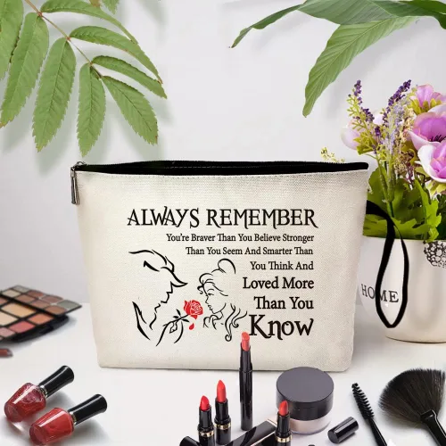 Miniatura 3 de Beauty Beast Story - Bolsa de cosméticos divertida para artículos de aseo de viaje, bolsa de almacenamiento con cremallera, bolsa de maquillaje