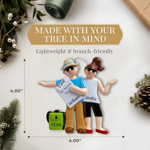 Miniatura 4 de Adorno personalizado para parejas de autostop 2026 Adornos de Navidad de viaje personalizados 24 horas, grabado con láser, regalo de recuerdo