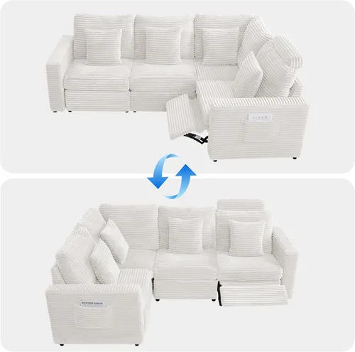 Miniatura 6 de RARZOE Módulo de Reposabrazos para Sofá Seccional Modular, Reposabrazos de Pana Módulo de Sofá Modular Parte Lateral para Sala de Estar Sofá