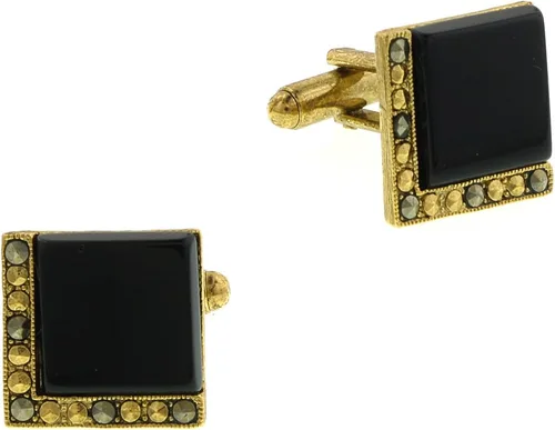 Gemelos cuadrados de piedras preciosas de ónix negro estilo art déco para hombre 1928 Jewelry
