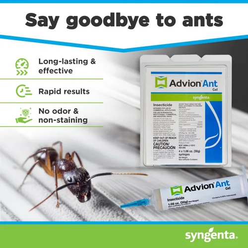 Miniatura 2 de Advion Ant Gel Bait, 4 tubos x 1.06 oz, 4 émbolos y 4 puntas, cebo eficaz, formulado con 0.05% de indoxacarb, uso en interiores y exteriores, gel