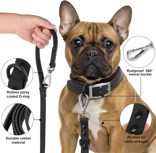 Miniatura 5 de Wisedog Correa impermeable para perro, ajustable de 5 pies/6 pies con 2 ganchos giratorios de metal, correas de perro fáciles de limpiar para perros