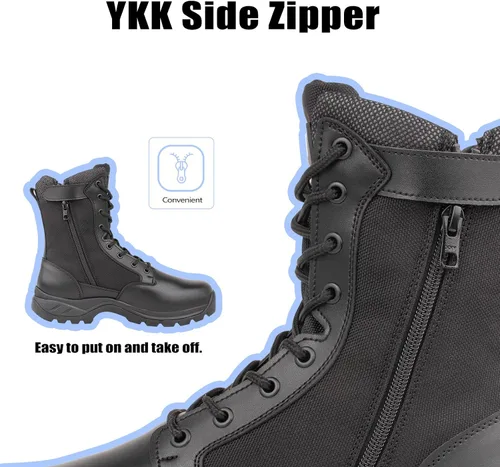 Miniatura 4 de Botas tácticas militares ligeras para hombres, duraderas YKK con cremallera lateral para policía, ejército, combate, selva, transpirables, cómodas