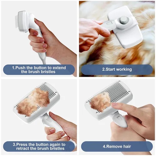Miniatura 5 de Cepillo deslizante autolimpiante para perros y gatos, peines de aseo para perros de pelo corto y largo, gatos, conejos y más, elimina suavemente
