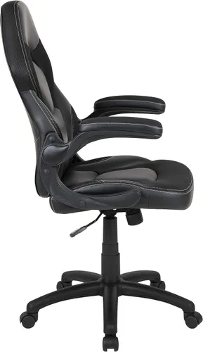 Miniatura 6 de Flash Furniture X10 LeatherSoft - Silla de juegos con respaldo alto estilo carreras con brazos abatibles, silla giratoria ergonómica acolchada