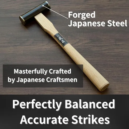 Miniatura 3 de GENNO - Martillo de carpintero japonés de 15.8 onzas (15.87 oz) de doble cara, mango de madera para cincel, plano de mano japonés, clavo, fabricado