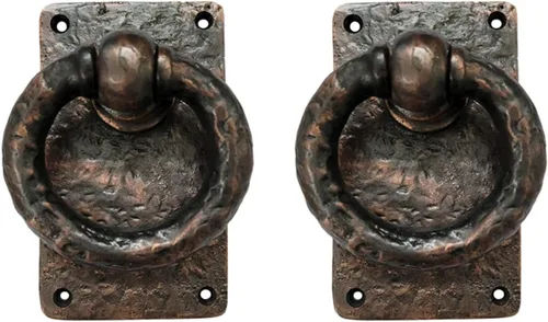 Miniatura 3 de Adonai Hardware "Adonikam" - Anillo de hierro fundido antiguo resistente para puerta de entrada frontal medieval (1 paquete, negro mate) para Mate