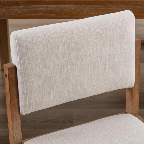 Miniatura 5 de DUOMAY Juego de 2 sillas de comedor tapizadas, sillas de comedor modernas de mediados de siglo, sillas auxiliares de cocina de tela de lino con Beige