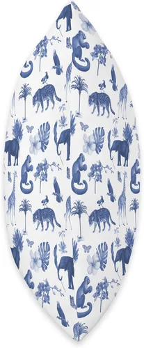 Miniatura 2 de Aesthetic Pattern Co Blue Jungle Toile - Almohada con estampado de leopardo, mono, palmeras, 16 x 16 pulgadas, multicolor