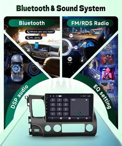Miniatura 6 de para Honda Civic 2006-2011 Estéreo de coche Android Carplay inalámbrico Soporte para Android Auto inalámbrico con WiFi Navegación GPS Cámara