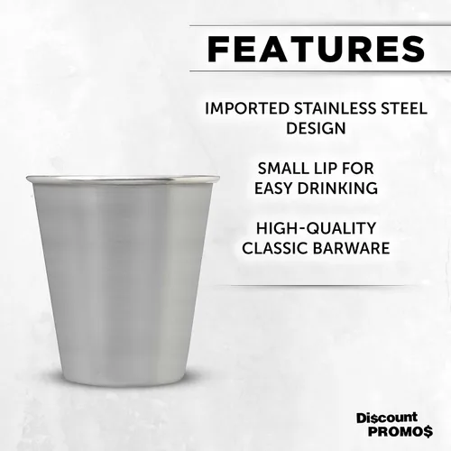 Miniatura 2 de DISCOUNT PROMOS Vasos de chupito de metal de 2.5 onzas, juego de 10, paquete a granel, ideal para bodas, cumpleaños, fiestas, acero inoxidable