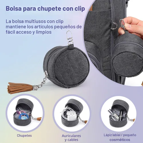 Miniatura 9 de RUVALINO - Mochila para pañales neutros todo en uno para niños y niñas, mochila de viaje grande multifunción con cambiador portátil, correas