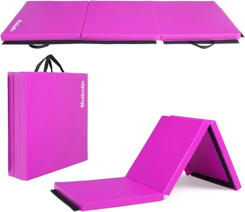 Matladin - Alfombrilla plegable de tres pliegues de 6 pies para gimnasia, gimnasio, ejercicio, aeróbicos, alfombrillas de volteretas de 6 pies x 2