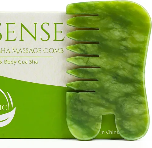 Miniatura 13 de Gua Sha Peine, jade de piedra guasha natural, peine de masaje para el cuidado del cuero cabelludo, herramienta de masaje para raspado corporal Gua