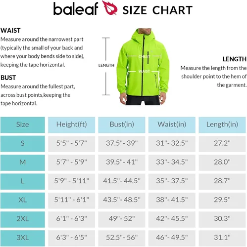 Miniatura 7 de BALEAF Chaqueta impermeable de ciclismo para hombre, rompevientos, plegable, equipo de correr, ligero, reflectante