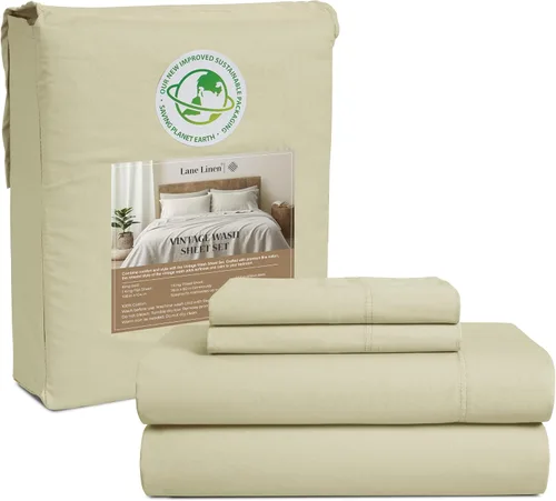 Miniatura 17 de LANE LINEN Juego de sábanas tamaño individual – Sábanas suaves de fibra larga 100% algodón en tejido percal, prelavadas, con facilidad