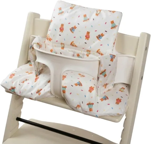 Juego de Cojín Impermeable y Compatible con Stokke Tripp Trapp - Fácil de Limpiar para Recién Nacido - 100% Algodón (Oso de Peluche / 49.5 Piezas)