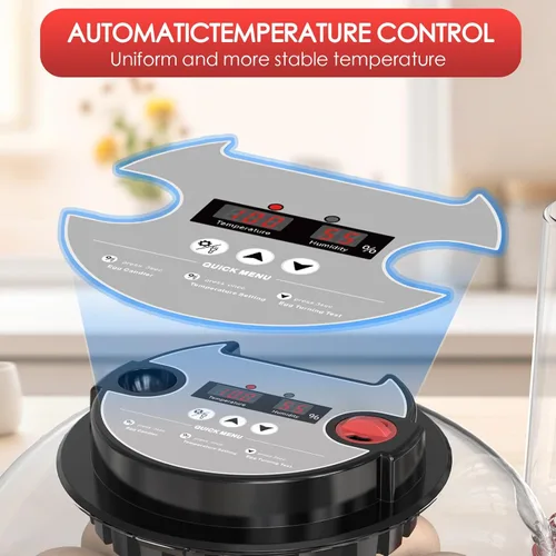 Miniatura 4 de Incubadoras para eclosionar huevos Incubadora automática de huevos con control de temperatura, pantalla de humedad, capacidad para 12 huevos
