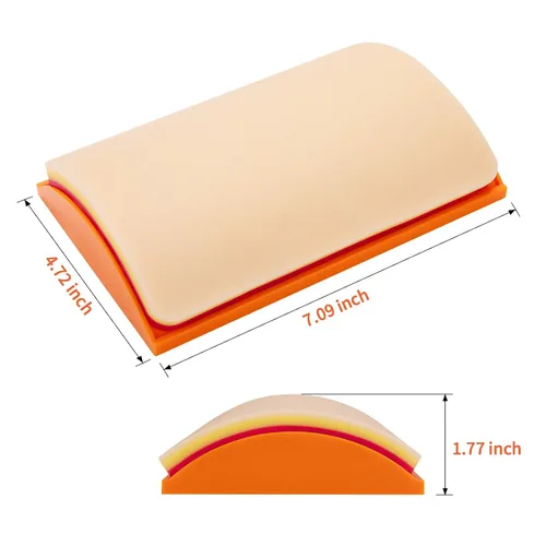 Miniatura 6 de Medarchitect Almohadilla de práctica de sutura incrustada de dos capas con base curvada antideslizante para uso educativo solamente