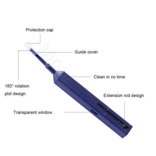 Miniatura 3 de Limpiador de fibra, pluma de limpieza de fibra óptica para conectores LC/MU de 0.049 in con más de 800 limpias, limpiador de cara final de fibra