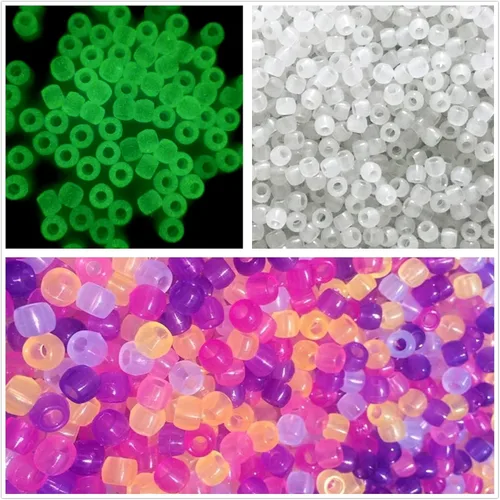 Miniatura 14 de Amaney - 500 cuentas de plástico para poni de 0.236 x 0.354 in, mezcla de colores mezclados con purpurina transparente
