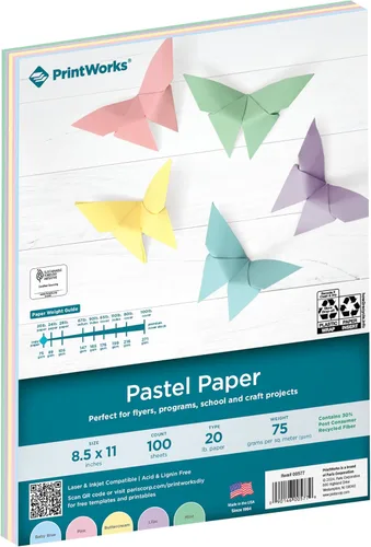 Miniatura 15 de PrintWorks Cartulina brillante de 8.5 x 11 pulgadas, 50 hojas, 5 colores primarios surtidos, ideal para proyectos escolares y artesanales, 65 lb/176