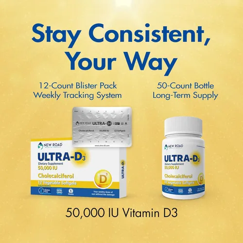 Miniatura 8 de Nuevo suministro de salud en carretera, vitamina D3 de alta potencia 50,000 UI, cápsula blanda semanal, apoya la salud ósea, dental e inmunológica