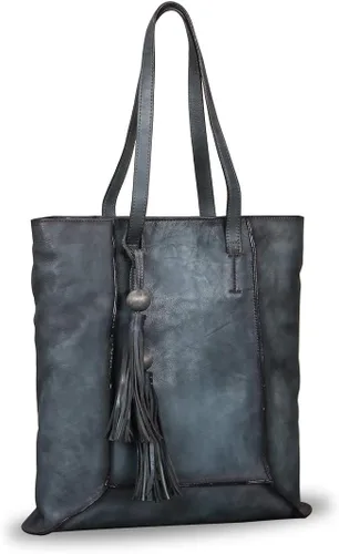 Miniatura 2 de Bolso de hombro grande de cuero genuino para mujer, bolso de mano vintage de cuero real y bolsos de mano