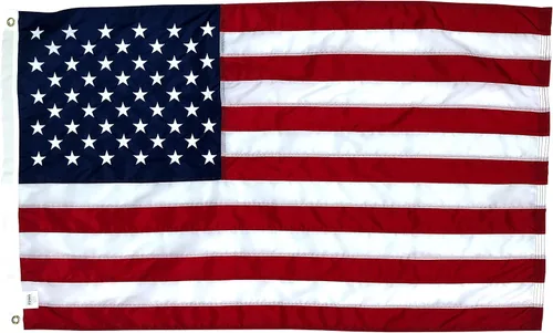 Miniatura 11 de Bandera estadounidense de 2 x 3 pies, fabricada en Estados Unidos, certificación FMAA, bandera estadounidense de nailon 210D para exteriores