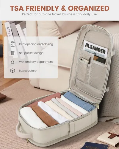 Miniatura 4 de LOVEVOOK Mochila de viaje para mujer y hombre, Beige, Mochilas de viaje