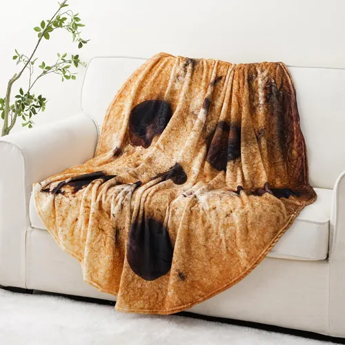 Miniatura 2 de BATTILO HOME - Manta redonda de franela suave y cómoda de 59 pulgadas con diseño de galleta de chispas de chocolate para adultos y niños, mantas
