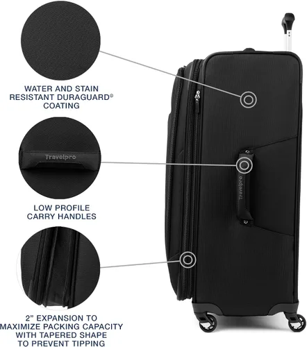Miniatura 133 de Travelpro Maxlite 5 - Juego de 2 piezas de equipaje de mano de tela, expandibles con 4 ruedas giratorias, bolso blando para debajo del asiento, Negro
