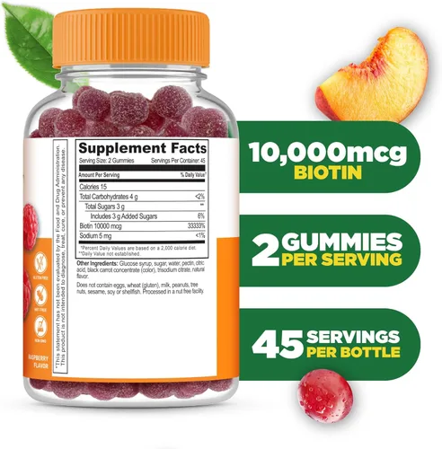 Miniatura 2 de Lifeable Gomitas de biotina 10,000 mcg Gomitas de gran sabor para la piel y las uñas Suplemento de biotina vegana sin OMG Vitaminas