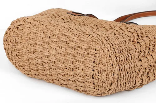 Miniatura 5 de Bolso de hombro de paja para mujer, grande, tejido de ratán, bolso de viaje de verano, playa, bolso hecho a mano con asa superior