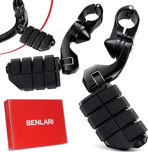 Miniatura 7 de Benlari Estriberas de Carretera de 1 pulgada 1-1/4 pulgadas Estriberas de Acero Inoxidable 304 Largas Anguladas Ajustables Compatibles con Harley