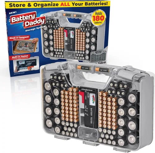 Miniatura 11 de Ontel Battery Daddy - Estuche de almacenamiento y organizador con probador, almacena y protege hasta 180 baterías, doble cara, diseño duradero