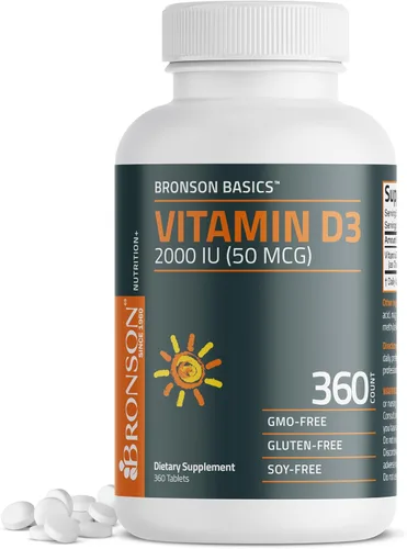 Bronson Vitamina D3 2000 UI (50mcg) Sin OGM, 360 tabletas