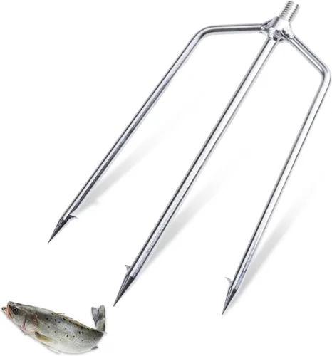 Goture Pescado Lanza Rana Lanza Púas Acero Inoxidable Púas Pesca Arpón Pesca Gig Gaff Tenedor Gancho Tornillo para Rana y Peces Lanza Tenedor de
