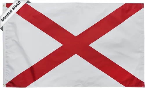 SYII Bandera del estado de Alabama de 3 x 5 pies, banderas de 3 capas de doble cara del estado de Delaware con 2 ojales de latón y cabecera de lona,