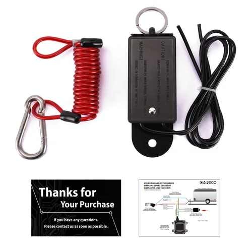 Miniatura 2 de Interruptor de Separación para Remolque con Cable En Espiral de 4 Pies, Interruptor de Freno Eléctrico Usado para Remolque de RV