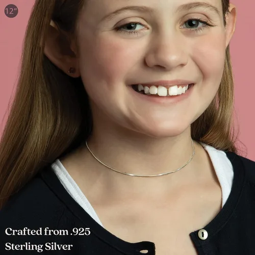 Miniatura 3 de KEZEF Sterling Silver Chains for Gilrls and Boys - 925 Silver Box Chain Cable Chain Popcorn Chain for Kids - Hypoallergenic and Tarnish Resistant