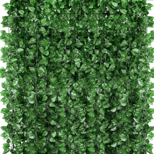 Paquete de 48 guirnaldas colgantes de vegetación falsa de 360 pies, plantas de hojas de hiedra, hojas de vid, follaje de flores falsas para