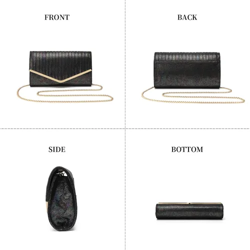 Miniatura 6 de FZOWVIR Bolso de noche para mujer, bolso de boda brillante para fiesta, baile de graduación, bolsas cruzadas formales con purpurina, Negro
