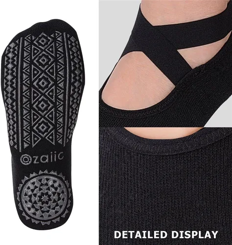 Miniatura 96 de Ozaiic - Calcetines de yoga para mujer con correas y agarres antideslizantes, ideales para pilates, Pure Barre, ballet, danza y entrenamiento