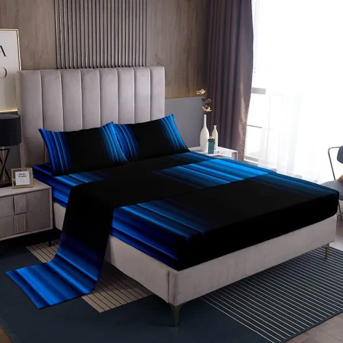 Miniatura 18 de Feelyou Juego de sábanas decorativas con ombre abstracto para niños y adolescentes, juego de sábanas rojas y negras de moda para dormitorio de niñas