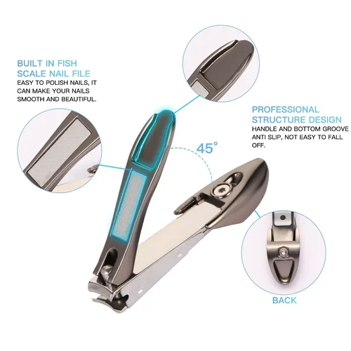 Miniatura 3 de Cortaúñas MANTIS Heavy Duty Deluxe Cortacuñas, sin salpicaduras, sin cortar, acero inoxidable japonés 420j2, diseño biónico para uñas masculinas