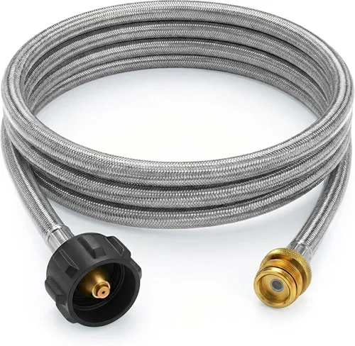 Manguera adaptadora de propano trenzada de acero inoxidable de 5 pies para calentador Buddy y parrilla Blackstone, convertidor de tanque de 1 libra